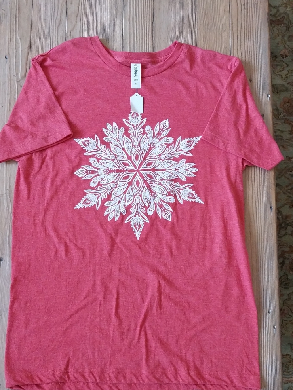 Tultex Heathered Coral Red Graphic Tee